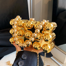Gold Casual Solid Color Patchwork Chains Bags