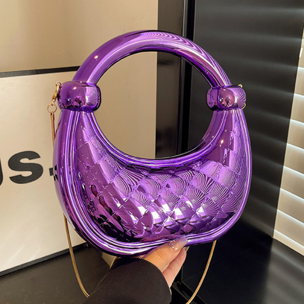 Purple Casual Daily Solid Color Chains Bags
