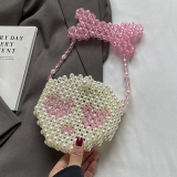 Black Casual Skull Head Weave Bags