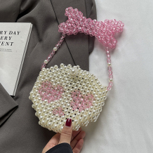 Cream White Casual Skull Head Weave Bags