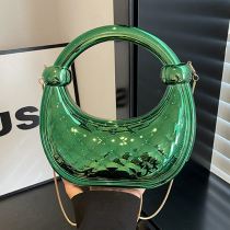 Green Casual Daily Solid Color Chains Bags