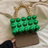 Green Casual Solid Color Patchwork Chains Bags