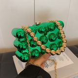Green Casual Solid Color Patchwork Chains Bags