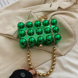 Green Casual Solid Color Patchwork Chains Bags