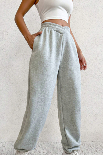Grey Casual Solid Color Pocket Patchwork Plus Size 