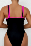 Black Sexy Patchwork Contrast Swimwears