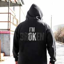 Black I'M BROKEN PRINTED MEN'S HOODIE