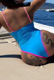 Blue Sexy Patchwork Contrast Swimwears