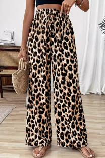 Orange Casual Leopard Print Patchwork Plus Size