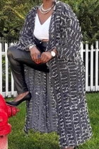 Black Gray Casual Solid Color Ripped Cardigan Long Sleeve Regular Denim Jacket