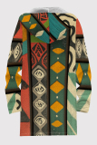 Black Casual Print Pocket Patchwork Zipper Contrast Hooded Outerwear