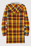 Black Casual Print Pocket Patchwork Zipper Contrast Hooded Outerwear