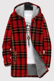 Black Casual Print Pocket Patchwork Zipper Contrast Hooded Outerwear