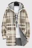 Black Casual Print Pocket Patchwork Zipper Contrast Hooded Outerwear