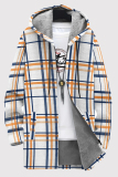 Black Casual Print Pocket Patchwork Zipper Contrast Hooded Outerwear