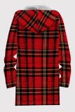 Black Casual Print Pocket Patchwork Zipper Contrast Hooded Outerwear