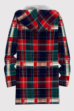 Black Casual Print Pocket Patchwork Zipper Contrast Hooded Outerwear