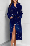 Purple Sexy Graffiti Print Butterfly Gradient Lace Up Contrast Sleepwear