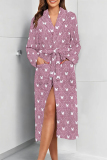 Purple Sexy Graffiti Print Butterfly Gradient Lace Up Contrast Sleepwear
