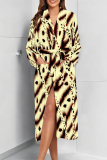 Gradient Color Sexy Geometric Print Snakeskin Print Gradient Lace Up Contrast Sleepwear