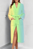 Gradient Color Sexy Geometric Print Snakeskin Print Gradient Lace Up Contrast Sleepwear