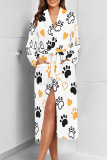 Purple Sexy Graffiti Print Butterfly Gradient Lace Up Contrast Sleepwear