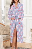 Purple Sexy Graffiti Print Butterfly Gradient Lace Up Contrast Sleepwear