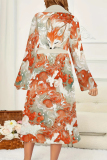 Powder White Daily Animal Print Floral Print Lace Up Contrast Sleepwear