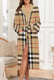 Blue Sexy Plaid Lace Up Contrast Sleepwear