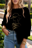 Pink Casual Print Patchwork O Neck Tops