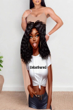 Yellow Sexy Street Figure Print Pocket Contrast U Neck Printed Dresses