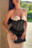 Champagne Elegant Lace Patchwork Spaghetti Strap Sling Dresses