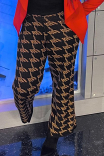 Black Casual Print Patchwork Plus Size 
