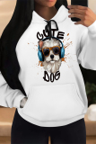 Yellow Casual Animal Print Draw String Pocket Hooded Tops