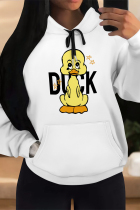 Yellow Casual Animal Print Draw String Pocket Hooded Tops
