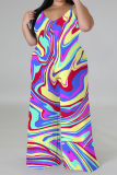 Green Casual Street Geometric Print Contrast V Neck Plus Size Jumpsuits(There is a headscarf)