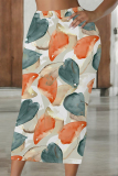 Colour Casual Geometric Print Contrast Skinny High Waist Full Print Bottoms