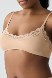 Pink Daily Solid Color Lace Patchwork Bustiers