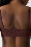 Pink Daily Solid Color Lace Patchwork Bustiers