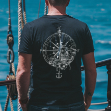 Black MARITIME COMPASS PRINTED MEN'S T-SHIRT