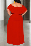 Black Sexy Solid Color Ruffle Off Shoulder Long Dresses