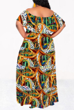 Leopard Print Sexy Leopard Print Gradient Chain print Ruffle Contrast Off Shoulder Printed Dresses