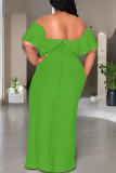 White Sexy Solid Color Ruffle Off Shoulder Long Dresses