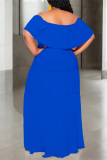 Black Sexy Solid Color Ruffle Off Shoulder Long Dresses