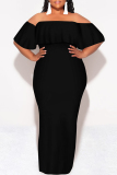 White Sexy Solid Color Ruffle Off Shoulder Long Dresses