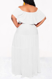Black Sexy Solid Color Ruffle Off Shoulder Long Dresses
