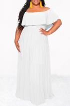 White Sexy Solid Color Ruffle Off Shoulder Long Dresses