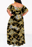 Leopard Print Sexy Leopard Print Gradient Chain print Ruffle Contrast Off Shoulder Printed Dresses
