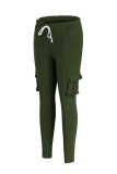 Black Fashion Casual Solid Basic Regular Mid Waist Trousers