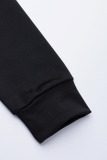 Dark Blue Casual Solid Patchwork O Neck Long Sleeve Two Pieces
